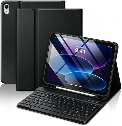 MMK for iPad A16 11th 10th Generation Case with Keyboard, Black