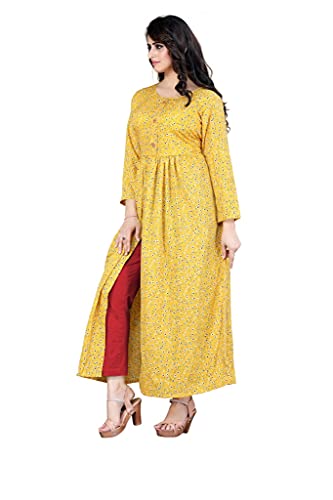 Image of H.E HAMZA ENTERPRISER Printed Crepe Material Brown Western Dress For Women