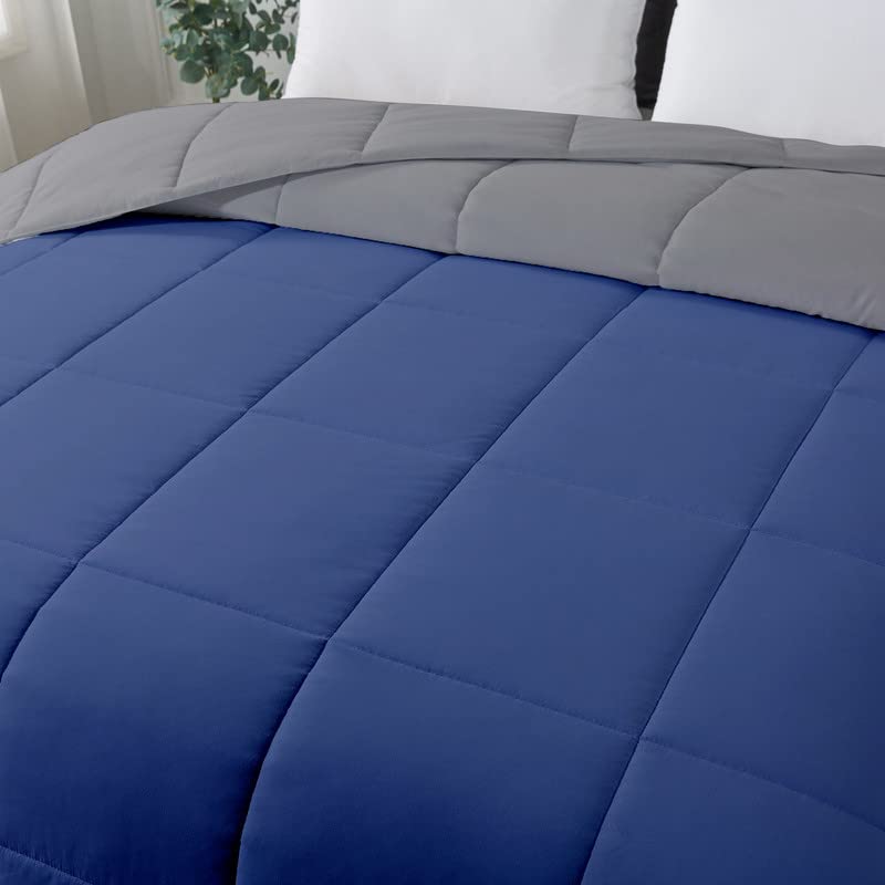 Image of Razzai Restful Sleep Microfiber Summer Season Ac Reversible Comforter 220 GSM (60 inch x 90 inch Inches /152cm x 228cm) - Single Bed Comforter|Silver /Medium Blue|
