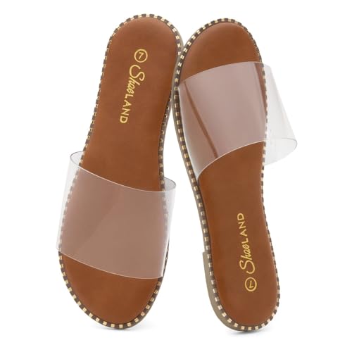 Shoe Land Flat Sandals for Women – Slip-On Slides with Cushioned Footbed | Comfortable Dressy & Casual Open Toe Summer Sandals for Beach, Travel & Everyday Wear