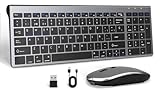 Lostrain Teclado y Mouse inalámbrico español, Combo Teclado con Mouse Recargable,Ratón 3 Ajustable dpi,Teclado...