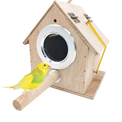 Image of alfyng Parakeet Nest Warm Box, Bird Breeding Box, Parrot Wood House Nesting Box, Parrotlets Budgie Mating Box, Aviary Cage Box for Lovebirds, Cockatiel, with Birds Stand Perch