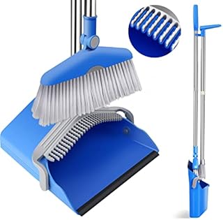 Masthome Broom and Dustpan Set, Long Handled Dustpan and Brush Sets, Household Dust Pan & Sweeping Brush Combo with 126cm Handle for Indoor Kitchen Office Lobby Sweeping