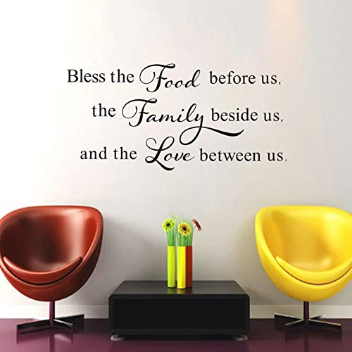 Bless This Food Before Us,The Family Beside Us, and The Love Between Us Wall Decal, Kitchen Dining Room Prayer Sticker, Family Love Positive Quote Thanksgiving Decal