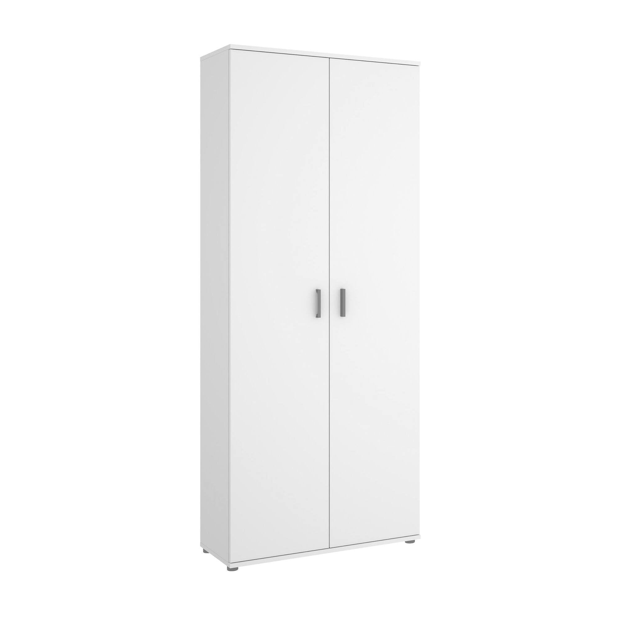 Dmora - Armadio multiuso 2 ante Forcola, Mobile multifunzione porta scope, Guardaroba porta scarpe, 78x35h190 cm, Bianco