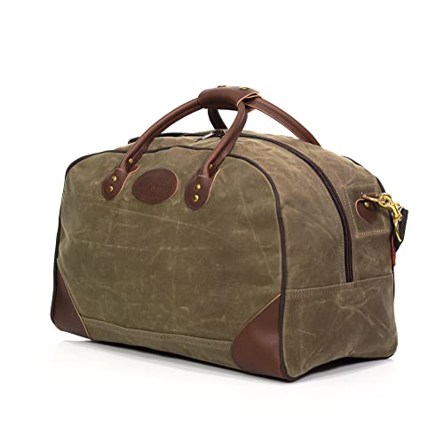 Frost River Flight Bag - Waxed Canvas and Leather Carry On Luggage Pack, Durable Weekender with Cotton Web Shoulder Strap, Carry On, 45 Liter, Field Tan2