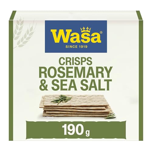 Wasa Tasty Snacks Crisps Rosmarin & Meersalz 190g | Extra dünner Knäckebrot-Snack mit Rosmarin und Meersalz, 2 Packs, Ideal zum Snacken