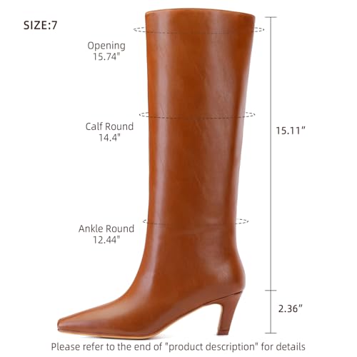 Knee High Boots Women Square Toe Kitten Heel Tall Synthetic Leather Fashion Long Slip On Wide Calf Boots Low Heel Suitable For Party Date Work Jeans Dress Shoes2