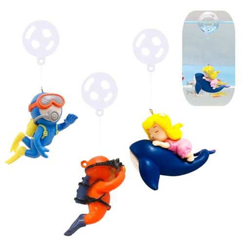 Image of 3 PCS Floating Fish Tank Decorations | Cute Diver Aquarium Decorations | Aquarium Decorations Accessories | for All Kinds of Fish Tanks