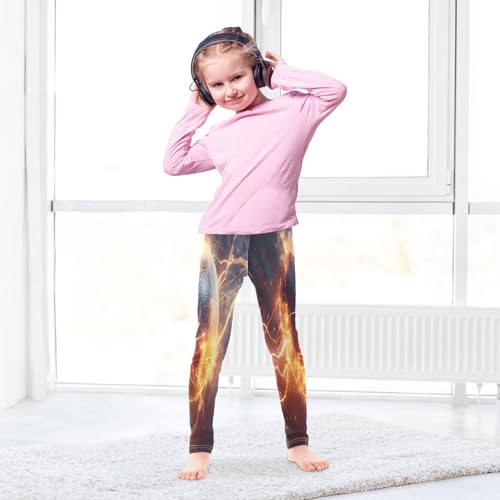 Toddler Girls Leggings Printed Yoga Pants Leggings Soccer Ball Lighting Fire for Kids4