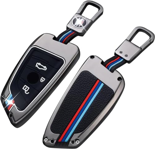 HooRLZ Fluorescent Bmw Key Fob Cover Zinc Alloy with Key Chain for Bmw 3 5 7 Series 6gt X1 X3 X5 X6 F15 F16 F45 F46 F48 F85 F86 G01 G11 G12 G20 G30 G32 Key Cover, Bmw X1 Key Cover, X5 Car Key Cover