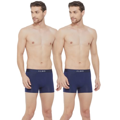 Image of ALMO Men's Better Cotton Trunk (Pack of 2) | Sweat Absorbent, Anti-Microbial | Light Weight | Solid Collection