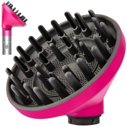 Dotspun Upgraded Large Diffuser Attachment for Dyson Airwrap Styler HS01/HS05/HS08 - Converts to Hair Dryer, Fast Drying Wave & Curly & Thick, Heat Resistant Nylon Fiber Nozzle Attachments (Rose)