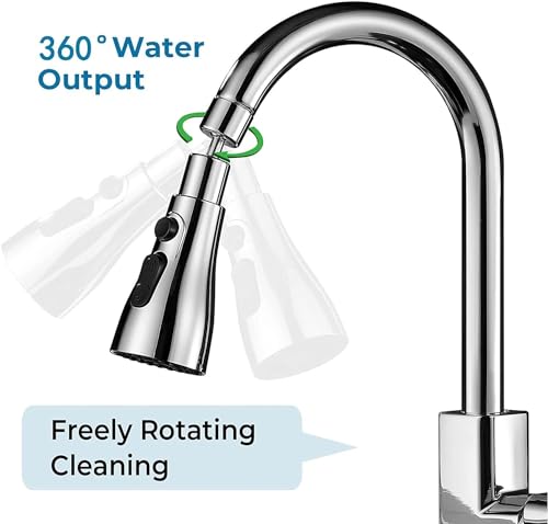 Image of 360 Degree Movable Faucet Aerator Infinity with 3 Outlet Modes Multifunctional Tap Universal Faucet Extender for Kitchen Bathroom Faucet Nozzle Attachment Replacement (Silver)