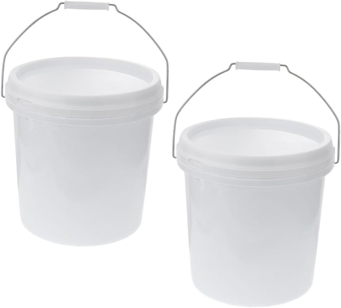 Mikinona 2pcs Round Bucket Lid Multi Functional Paint Bucket for Outdoor Use Ergonomic Handle for Easy Carrying for Home Industrial Storage