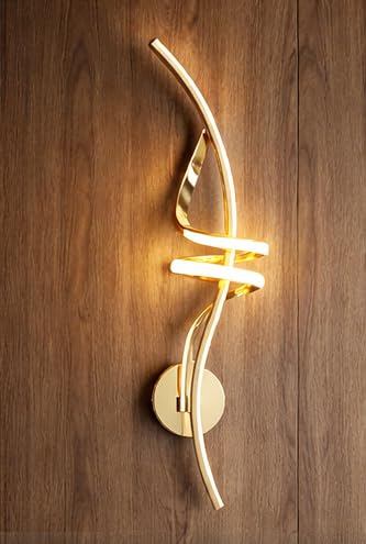 Image of blissbells Modern Spiral LED Wall Light - Warm White | Decorative Metal Sconce for Home & Office (Rose Gold Finish) (Spiral Sconce Warm)
