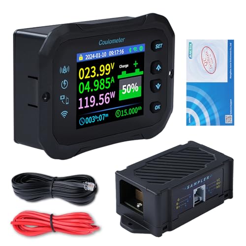 100A Wlan Batteriewächter 12V 24V 36V 48V 72V Batterie monitor 10-100V Spannungsanzeige App fernbedienung Batteriemonitor Caravan Battery guard (KM110F mit Alarmen)