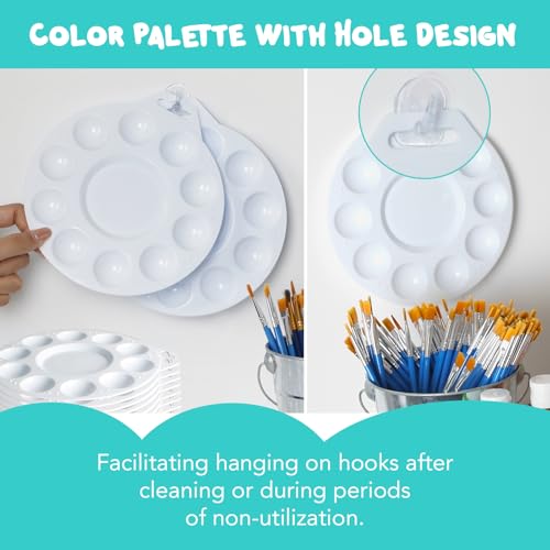Image of 56Pcs Paint Tray Palettes, Plastic Paint Pallets with Hanging Hole for Kids or Students to Paints on School Project, Art Class or Have a Birthday Painting Part