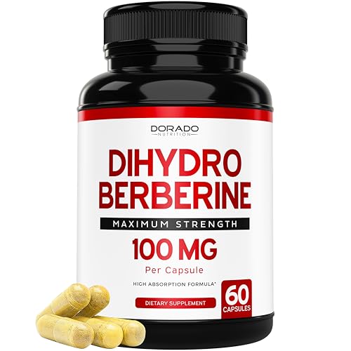 Dihydro Berberine Supplement 100mg, 60 Capsules (Patented GlucoVantage Super Berberine with 5X More Effective Than Beerine with Less Side Effects) - Third Party Tested, Vegan & USA Made
