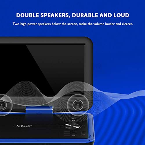 Iegeek 11.5" Portable Dvd Player With Sd Card/Usb Port, 5 Hour Rechargeable Battery, 9.5" Eye-Protective Screen, Support Av-In/ Out, Region Free, Blue #TOP4
