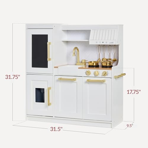 Best Choice Products Pretend Play Kitchen Wooden Toy Set for Kids w/Realistic Design, Telephone, Utensils, Oven, Microwave, Sink - Ivory - Image 2