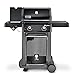 Weber Spirit E-220 Classic Gas Grill, 2 Burners + Side Burner, 52 x 45cm Grill Area, Warming Rack, Lid Thermometer, Foldable Side Table (Right), 4 Wheels - Black (46015074)