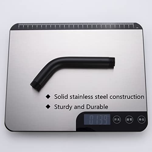 Seabefore 6 Inch Standard Shower Arm Wall Mounted Matte Black Showerhead Extension With Unique Square Flange, Standard 1/2" Connection #TOP4