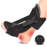 Runkelai Plantar Fasciitis Night Splint with Massage Ball Women Men Black