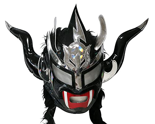 [Maskedmania] 【プロレスマスク】獣神サンダー・ライガー レプリカマスク 髪付 ブラック×髪ブラック ルチャリブレ プロレス 23411/23574のサムネイル