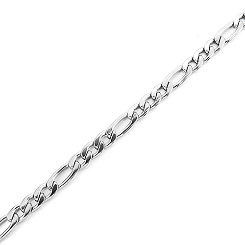Inblue Men's 3Mm Wide Stainless Steel Necklace Figaro Chain Link Silver Tone 24 Inch #TOP26