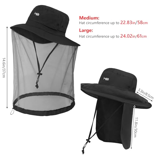 Image of BASSDASH Unisex UPF 50+ Mosquito Net Hat with Neck Flap FH17
