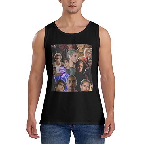 Dominic Singer Fike Music Collage Tank Top Mens Cotton Casual Vest Round Neckline Summer Sleeveless Shirts Large Black #TOP5