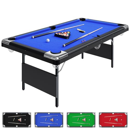 6 or 7 ft Billiards Table, Portable Billiards Tables, Pool Tables for Full Size, Pool Table Set for Family Game Room, Adult Rrec Room, Basements, Man Cave or Garage, Blue by BouPower - Image 8