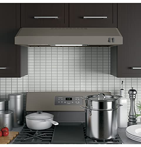 Ge Under Cabinet Range Hood | 2-Speed, 30-Inch Kitchen Exhaust Fan, Cooktop Lighting & Included Filter | Kitchen Essentials | Top Or Rear Exhaust Capability | 200 Cfm | Fingerprint Resistant Slate #TOP1