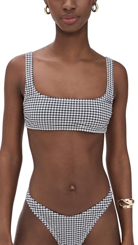 Good American Women's Gingham Square Neck Bikini Top