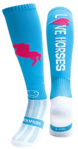 WackySox - Love Horses Equestrian Sports Socks, calzini da equitazione da uomo e donna, calzini lunghi imbottiti termici per equitazione, calzini sportivi, calzini caldi da donna, calzini da corsa