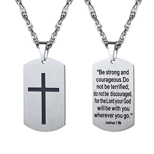 PROSTEEL Cross Jewelry Men Women Necklaces Pendants Military Dog Tag,Dogtag Stainless Steel Chain Bible Inspirational Mens Dogtag Necklaces