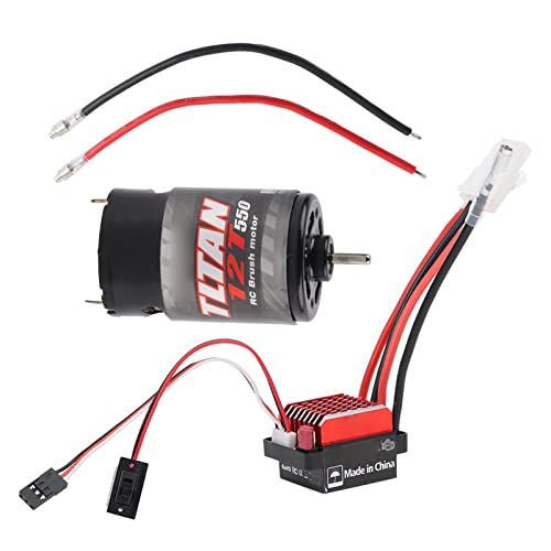 RC Brushed Motor, 550 Brushed Motor 360A Brushed Electronic Speed Controller ESC Fit for 1/10 RC Car Brushless Motor (12T)