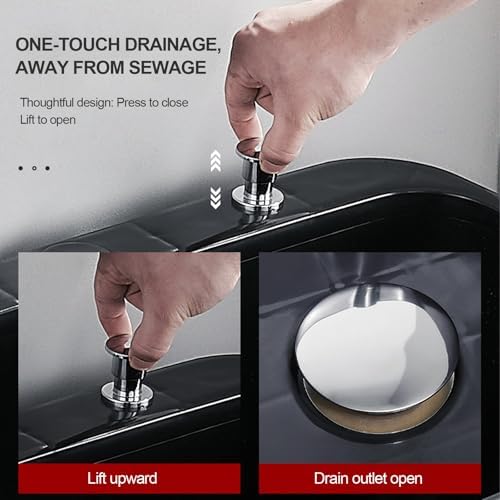 Black Commercial Mop Sink - Durable Plastic Floor Cleaning Basin for Restaurants, Offices & Commercial Spaces - Freestanding Small Sink for Indoor/Outdoor Use
