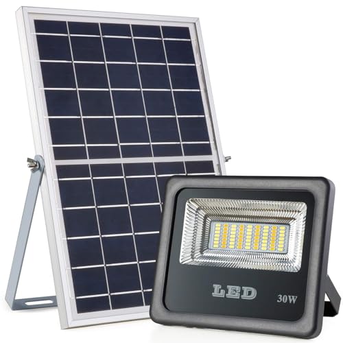 SBCGFY Focos solares con Control Remoto, 1100 lúmenes, IP66, Resistente al Agua, 3 temperaturas de Color, para Calles, césped, Jardines, Granjas y Parques.
