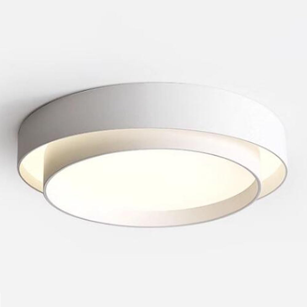 round Ceiling Light Fixture Double-Layer Modern Close to Ceiling Lights Dimmable with Remote Control Flat Lamp Minimalist White Ceiling Lamp for Bedroom, Kitchen, Hallway, Laundry Room(60/ C