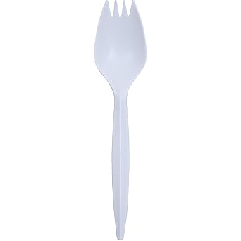 Genuine Joe Medium Weight Plastic Spork, Bulk Packed, White, 1000 Count