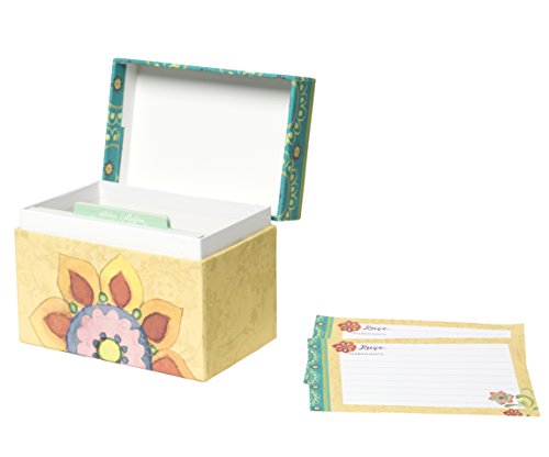 C.R. Gibson Tunisian Sunset Recipe Box, with Tab Dividers and Coordinating Recipe Cards, 53pc, 6.5'' W x 4.75'' H x 4.25'' D