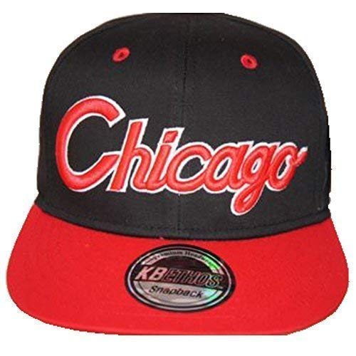 KB Ethos Chicago Snapback Caps, Retro Vintage Flat Peak Fitted Hip Hop TYGA Baseball Hats