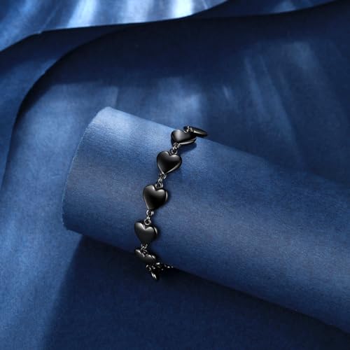 beautlace Heart-Link Bracelet Adjustable Bracelets Silver/18K Gold/Black Gun Plated Love Heart Charm Jewelry Gifts for Women KB00294