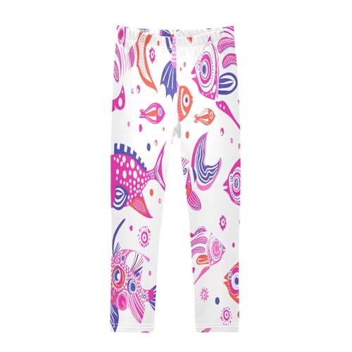 Bolaz Toddler Girls Leggings Printed Yoga Pants Leggings Pink Fish for Kids