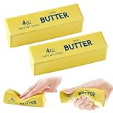 XQOQO 2PCS Butter Squishy, Soft Slow Rising Squeeze Toys, Butter Stick Squishy Fidget Toys and Stress Balls Squishies for Office Desk Toys, Party Favors & Birthday Gifts(Yellow)