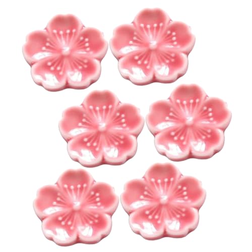ERINGOGO 6個 桜の美しさを添えるセラミック箸置き 食卓用カトラリーレスト スプーン フォーク対応 キッチンやレストラン用テーブルアクセサ