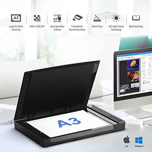 VIISAN VF3240 Large Format Flatbed Scanner, A3 Size, 2400 DPI, CIS Sensor, Scan 297 × 420 mm / 11.7