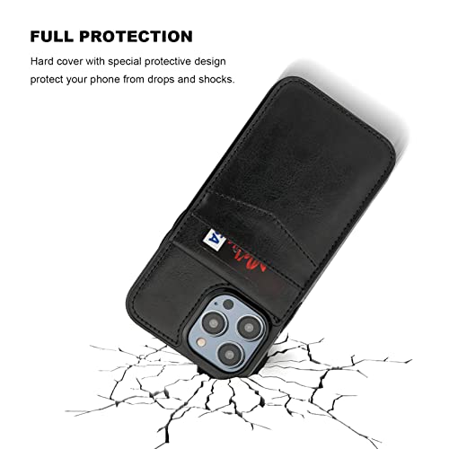 Image of KIHUWEY for iPhone 13 Pro Case Wallet Compatible with MagSafe Wireless Charging, Credit Card Holder, RFID Flip Leather Magnetic Clasp Kickstand Heavy Duty Protective Cover 6.1 Inch (Black)